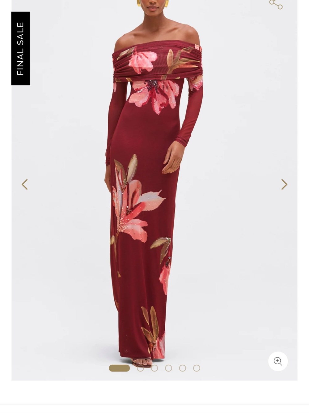 PatBO Burgundy Floral Wrap Scarf Dress with Bead Detail